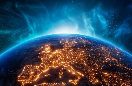 light pollution, earth photo, lights from space, europe map lights